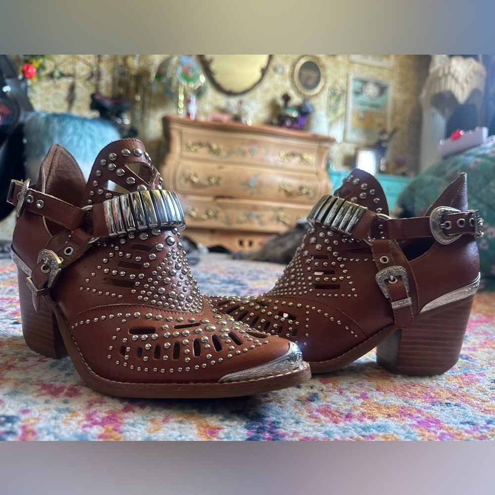 RARE Studded Jeffrey Campbell Brown Ankle Boots